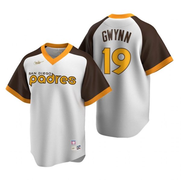 Personalized Men’s #19 Tony Gwynn San Diego Padres Cool Base Jersey White Cooperstown