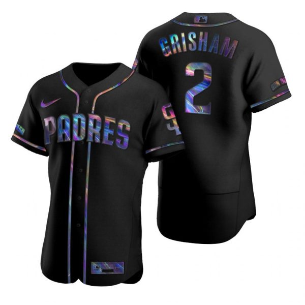 Personalized Men’s #2 Trent Grisham San Diego Padres Black Holographic Jersey Black Holographic