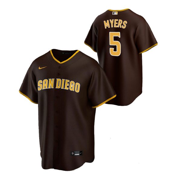 Personalized Men’s #5 Wil Myers San Diego Padres Cool Base Jersey Brown