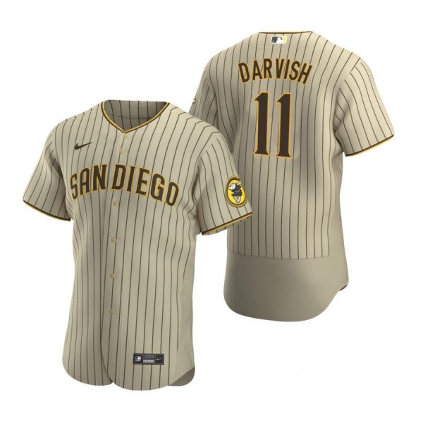 Personalized Men’s #11 Yu Darvish San Diego Padres Flex Base Jersey Sand Brown