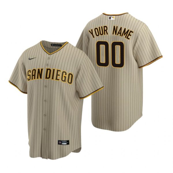 Personalized Men’s San Diego Padres Cool Base Jersey Sand Brown
