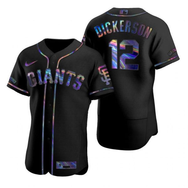 Personalized Men’s #12 Alex Dickerson San Francisco Giants Flex Base Jersey Black Holographic