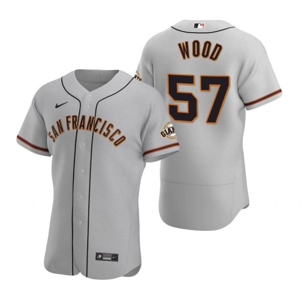 Personalized Men’s #57 Alex Wood San Francisco Giants Flex Base Jersey Gray
