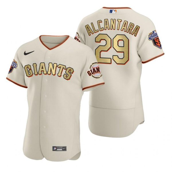 Personalized Men’s #29 Arismendy Alcantara San Francisco Giants Cream Gold World Series Champions Jersey Cream Gold WS