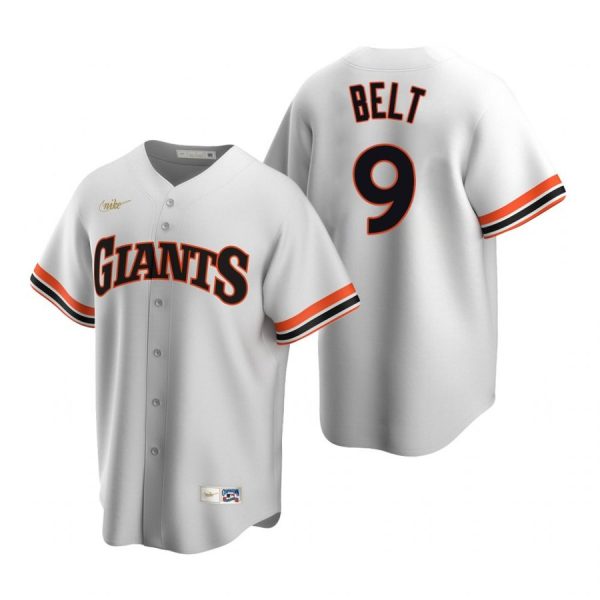 Personalized Men’s #9 Brandon Belt San Francisco Giants Cool Base Jersey White Cooperstown