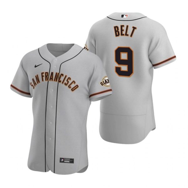Personalized Men’s #9 Brandon Belt San Francisco Giants Flex Base Jersey Gray