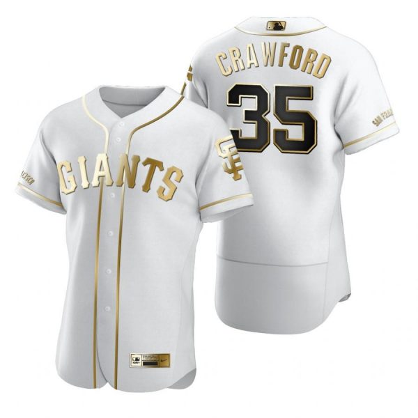 Personalized Men’s #35 Brandon Crawford San Francisco Giants Flex Base Jersey White Golden