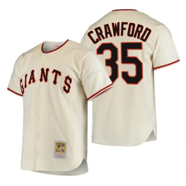 Personalized Men’s #35 Brandon Crawford San Francisco Giants Throwback Jersey Black,Cream
