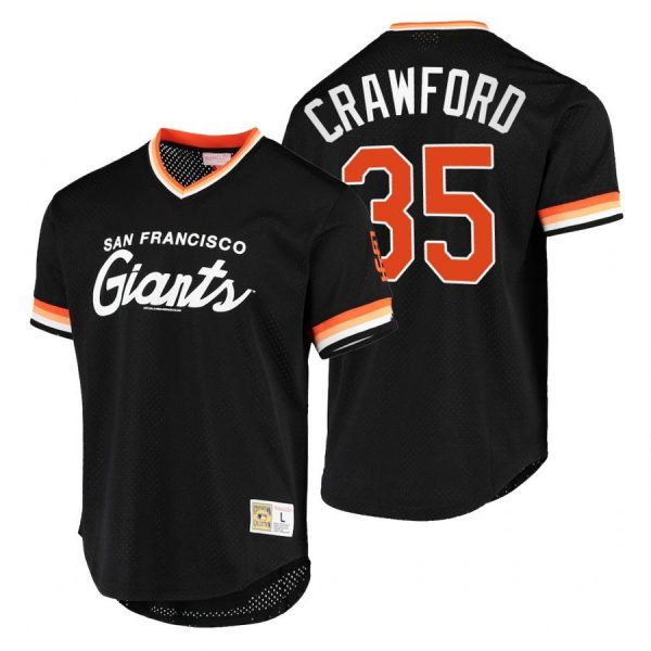 Personalized Men’s #35 Brandon Crawford San Francisco Giants Throwback Jersey Black Throwback