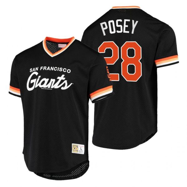 Personalized Men’s #28 Buster Posey San Francisco Giants Throwback Jersey Black Throwback