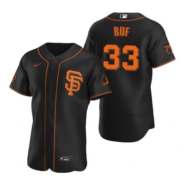 Personalized Men’s #33 Darin Ruf San Francisco Giants Flex Base Jersey Black