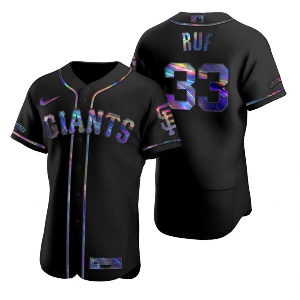Personalized Men’s #33 Darin Ruf San Francisco Giants Flex Base Jersey Black Holographic