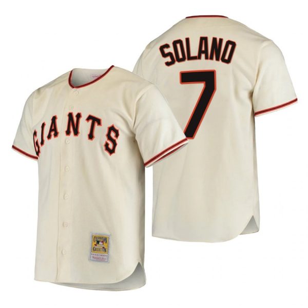 Personalized Men’s #7 Donovan Solano San Francisco Giants Throwback Jersey Black,Cream