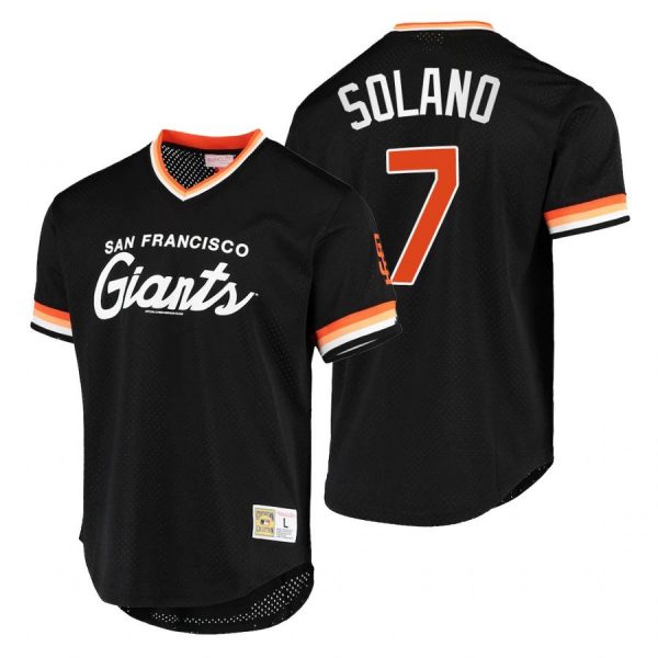 Personalized Men’s #7 Donovan Solano San Francisco Giants Throwback Jersey Black Throwback