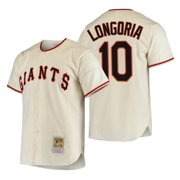 Personalized Men’s #10 Evan Longoria San Francisco Giants Throwback Jersey Black,Cream