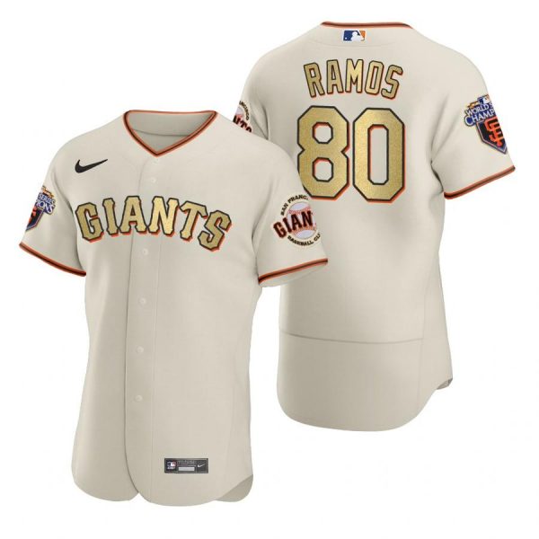 Personalized Men’s #80 Heliot Ramos San Francisco Giants Cream Gold World Series Champions Jersey Cream Gold WS