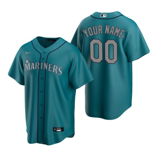 Personalized Men’s Seattle Mariners Cool Base Jersey Cream Aqua