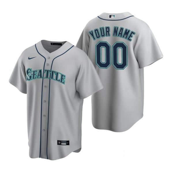 Personalized Men’s Seattle Mariners Cool Base Jersey Cream Gray