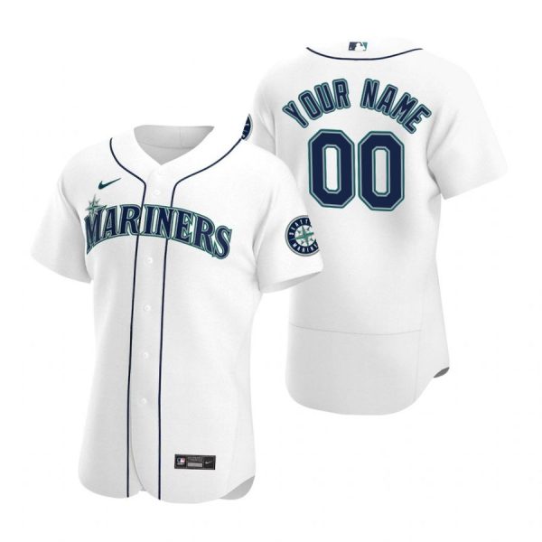 Personalized Men’s Seattle Mariners Flex Base Jersey Aqua White