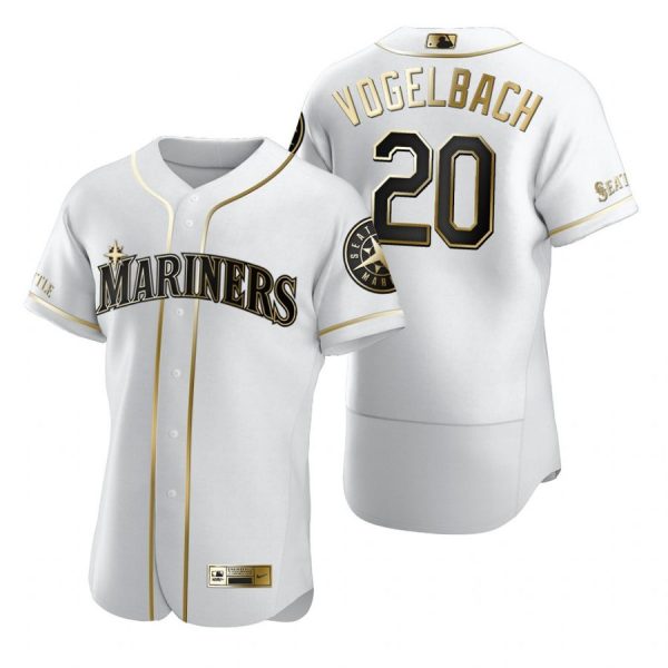 Personalized Men’s Daniel Vogelbach Seattle Mariners Flex Base Jersey Black Golden White Golden