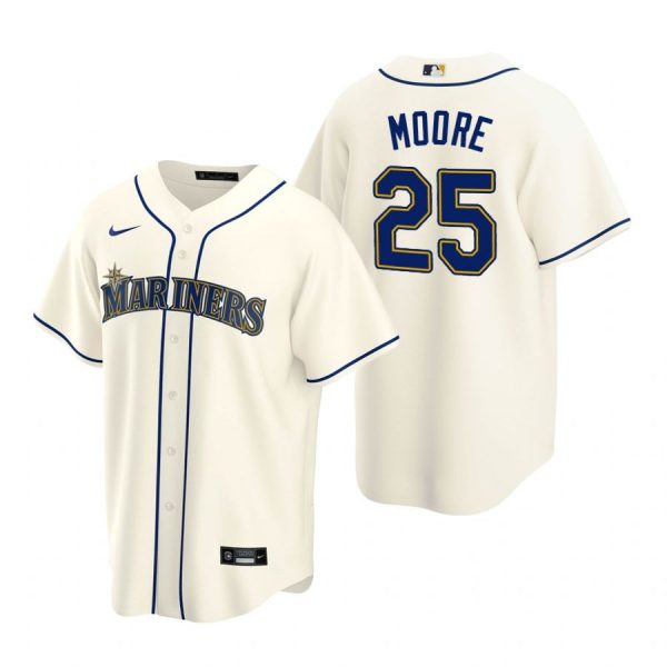 Personalized Men’s Dylan Moore Seattle Mariners Cool Base Jersey Aqua Cream