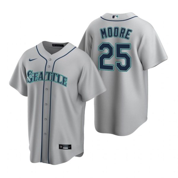 Personalized Men’s Dylan Moore Seattle Mariners Cool Base Jersey Aqua Gray