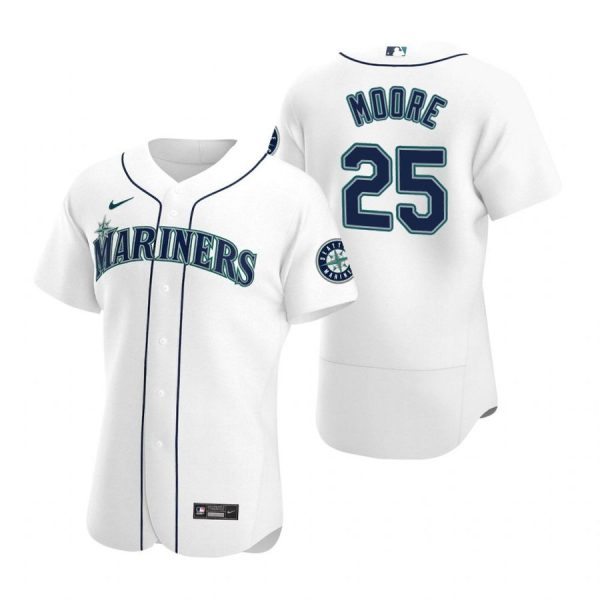 Personalized Men’s Dylan Moore Seattle Mariners Flex Base Jersey Royal White