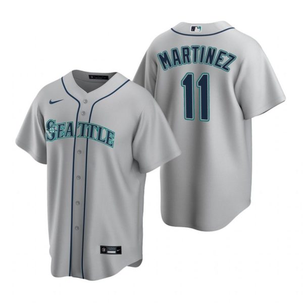 Personalized Men’s Edgar Martinez Seattle Mariners Cool Base Jersey Cream Gray