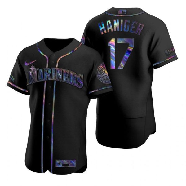 Personalized Men’s Mitch Haniger Seattle Mariners Flex Base Jersey Aqua Black Holographic
