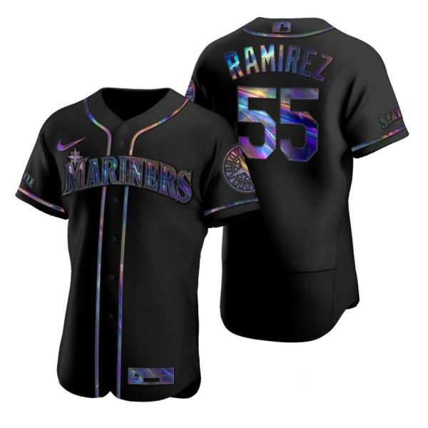 Personalized Men’s Yohan Ramirez Seattle Mariners Flex Base Jersey Royal Black Holographic