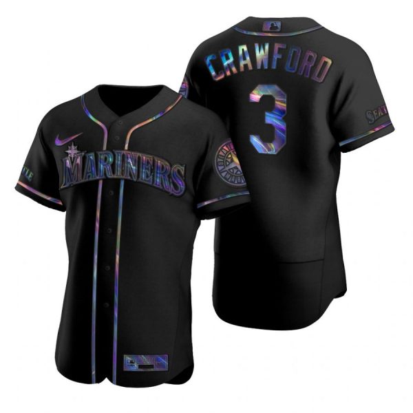 Personalized Men’s J.P. Crawford Seattle Mariners Flex Base Jersey Aqua Black Holographic