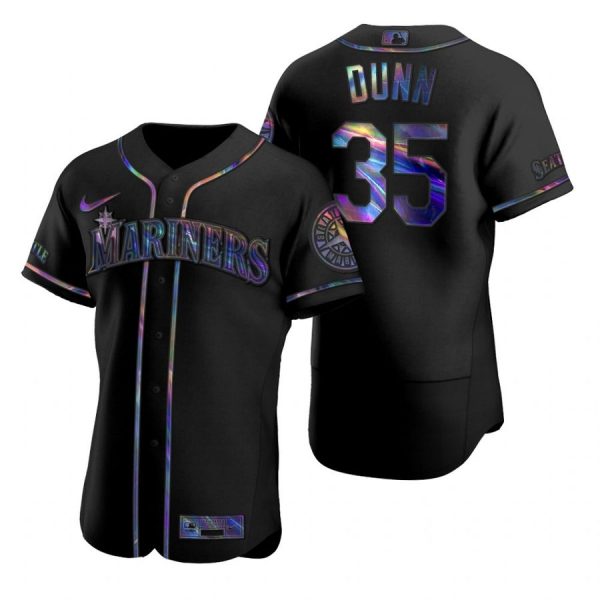 Personalized Men’s Justin Dunn Seattle Mariners Flex Base Jersey White Black Holographic