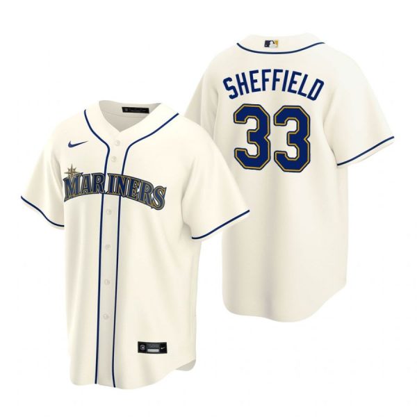 Personalized Men’s Justus Sheffield Seattle Mariners Cool Base Jersey Gray Cream
