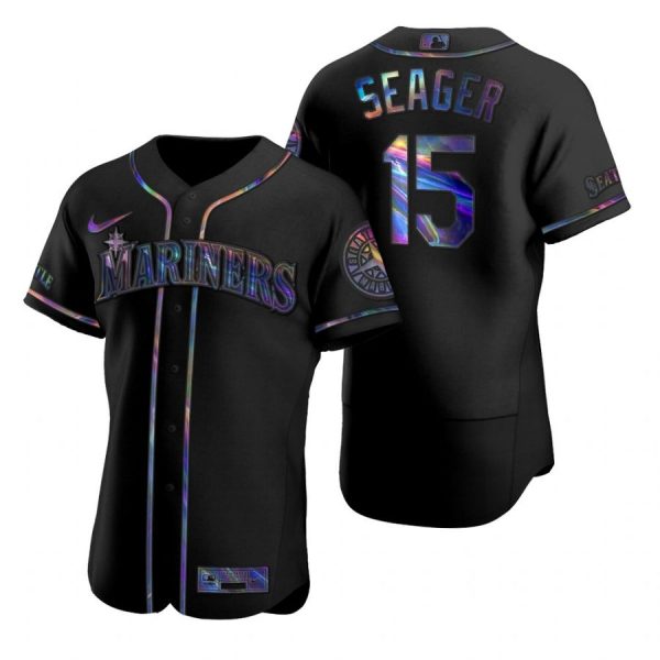 Personalized Men’s Kyle Seager Seattle Mariners Flex Base Jersey Black Holographic Black Holographic