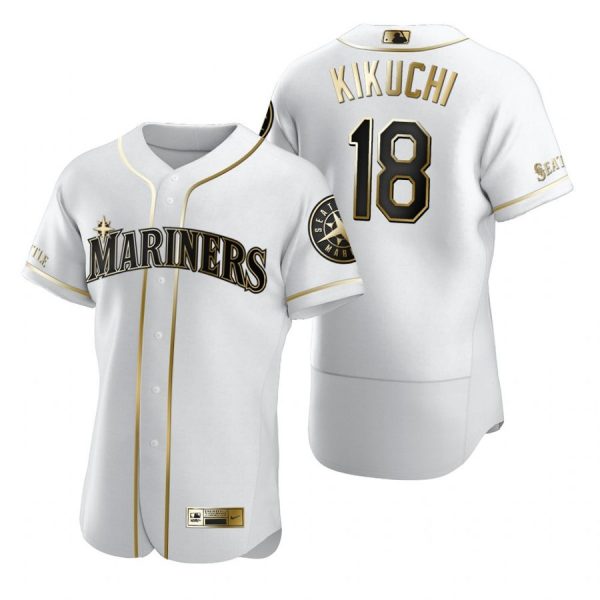 Personalized Men’s Yusei Kikuchi Seattle Mariners Flex Base Jersey Black Holographic White Golden
