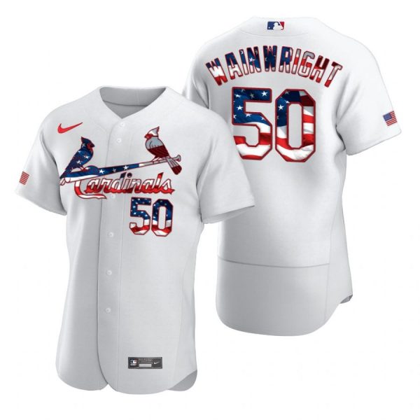 Personalized Men’s Adam Wainwright St. Louis Cardinals Flex Base Jersey White WS White Stars