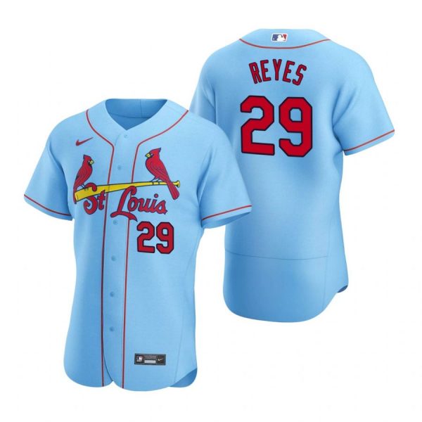 Personalized Men’s Alex Reyes St. Louis Cardinals Flex Base Jersey Black Holographic Light Blue