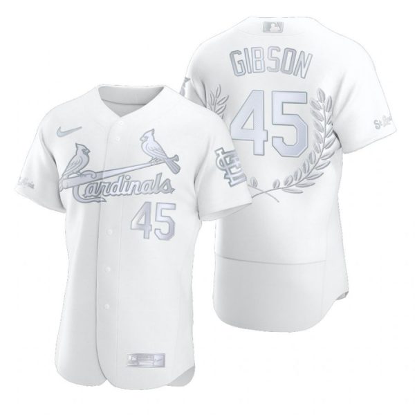 Personalized Men’s Bob Gibson St. Louis Cardinals Flex Base Jersey White White Award