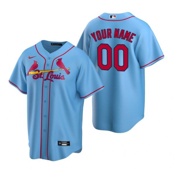 Personalized Men’s St. Louis Cardinals Cool Base Jersey Light Blue Light Blue