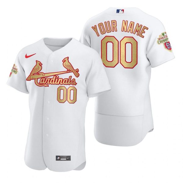 Personalized Men’s St. Louis Cardinals Flex Base Jersey White WS White WS