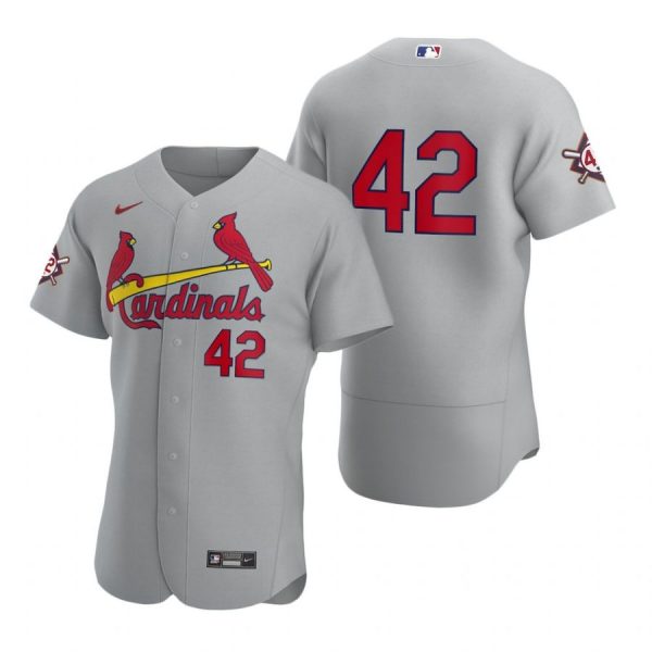 Personalized Men’s Jackie Robinson St. Louis Cardinals Flex Base Jersey Gray Gray