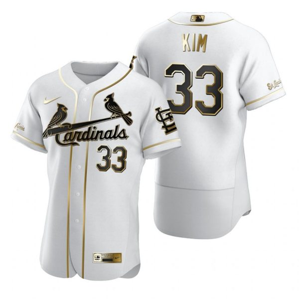 Personalized Men’s Kwang Hyun Kim St. Louis Cardinals Flex Base Jersey White WS White Golden
