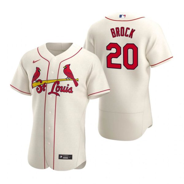 Personalized Men’s Lou Brock St. Louis Cardinals Flex Base Jersey Cream Cream