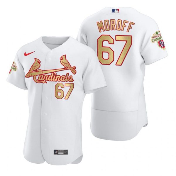 Personalized Men’s Max Moroff St. Louis Cardinals Flex Base Jersey White WS White WS