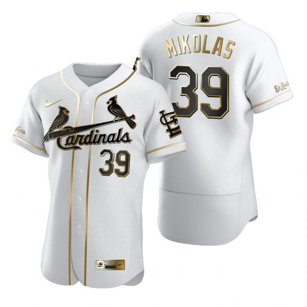 Personalized Men’s Miles Mikolas St. Louis Cardinals Flex Base Jersey Black Holographic White Golden