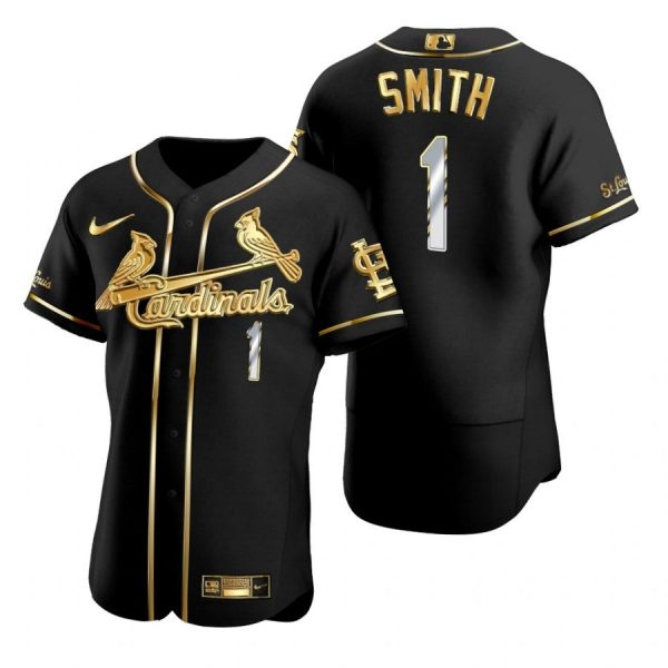Personalized Men’s Ozzie Smith St. Louis Cardinals Flex Base Jersey Light Blue Black Golden