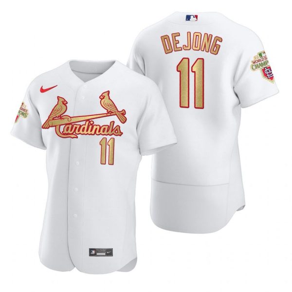 Personalized Men’s Paul Dejong St. Louis Cardinals Flex Base Jersey White WS White WS