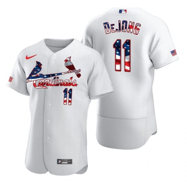 Personalized Men’s Paul Dejong St. Louis Cardinals Flex Base Jersey White WS White Stars