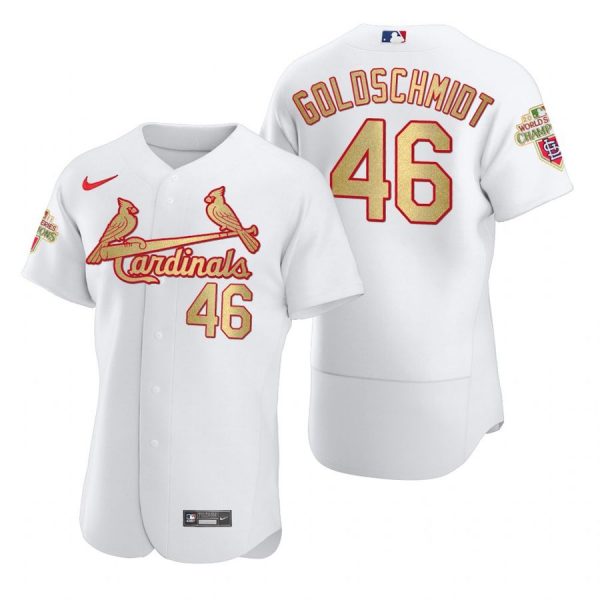 Personalized Men’s Paul Goldschmidt St. Louis Cardinals Flex Base Jersey Black Golden White WS