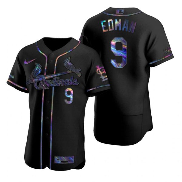 Personalized Men’s Tommy Edman St. Louis Cardinals Flex Base Jersey Black Golden Black Holographic